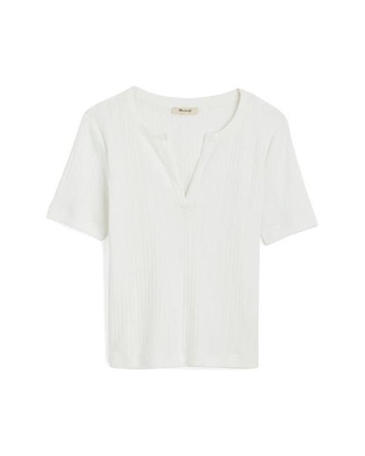 Madewell White Pointelle Crewneck Short Sleeve T-Shirt