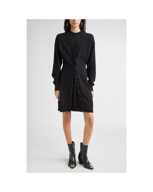 Rabanne Black Layered Look Wool Blend Sweater Dress