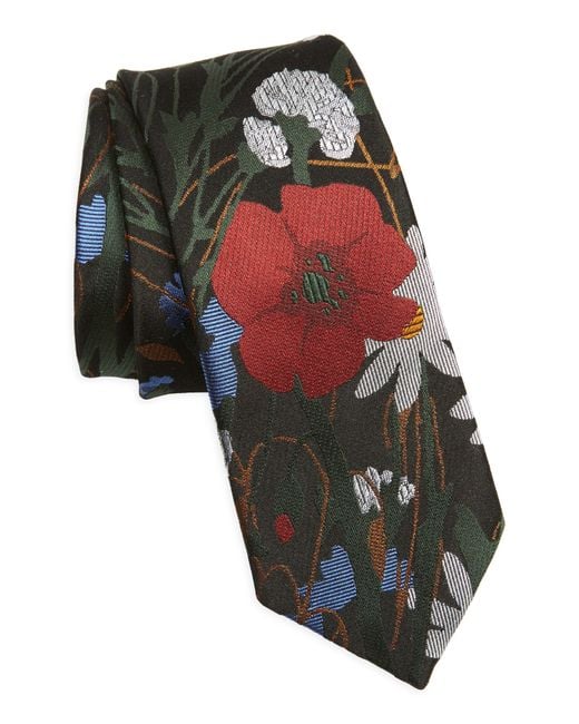 Burberry Black Floral Silk Tie for men