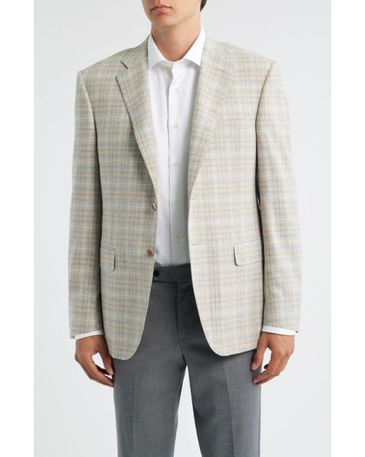 Canali Gray Siena Regular Fit Tan Plaid Wool Blend Sport Coat for men