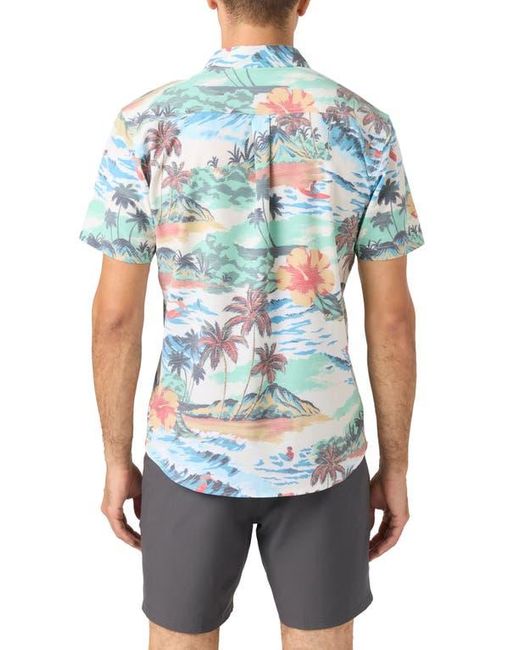 O'neill Sportswear Blue Trvlr Upf Traverse Slub Short Sleeve Performance Button-Up Shirt for men