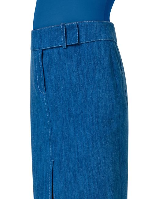Akris Punto Blue Denim Pencil Skirt