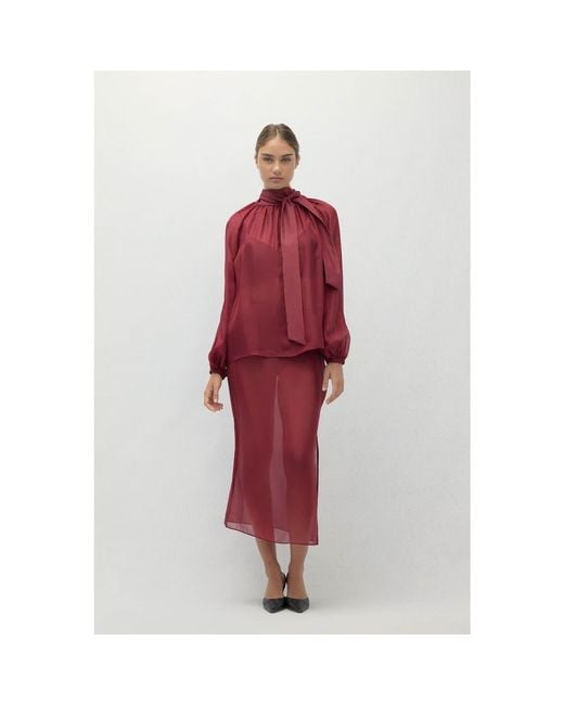 Naked Cashmere Red Amara Silk Organza Blouse