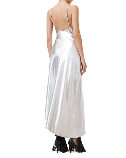 AllSaints White Alexia Metallic Asymmetric Slipdress