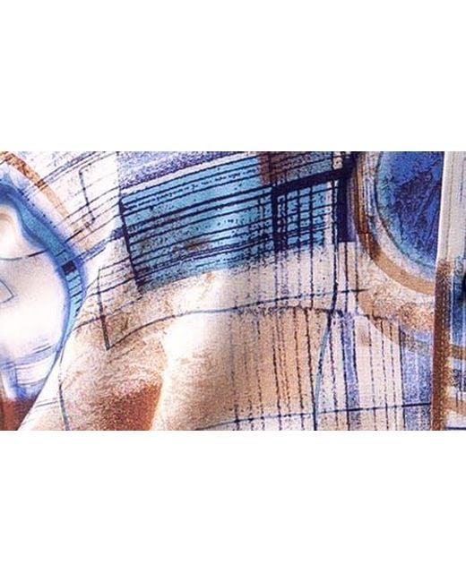 Maceoo Blue Galileo Resistance Abstract Print Short Sleeve Button-Up Shirt for men
