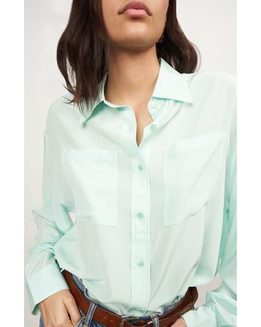 Equipment Blue Oty Oversize Silk Button-Up Shirt