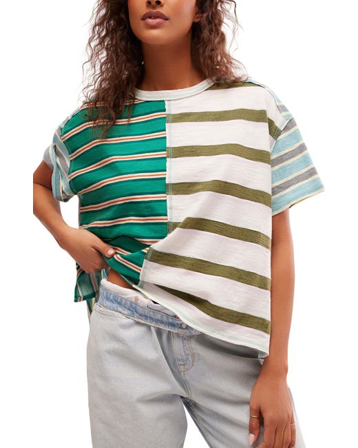 Free People Multicolor Get Real Stripe Oversize T-shirt