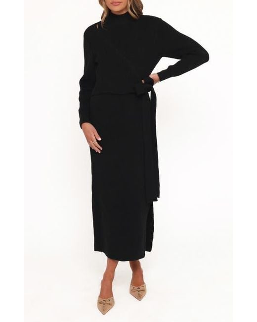 petal and pup black dresses Maria Puff Sleeve Midi Dress - Black