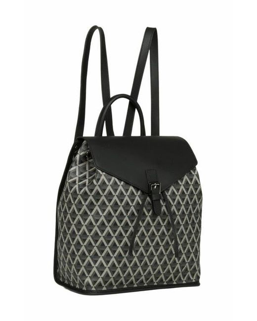 Lancaster Black Backpack With Flap And Snap Closure Ikon