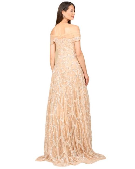 LARA New York Natural Off Shoulder A-Line Gown