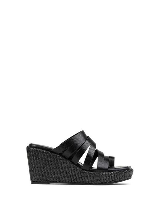 Donald J Pliner Black Annamaria Platform Wedge Slide Sandal