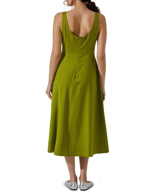 Astr Green Square Neck Midi Dress