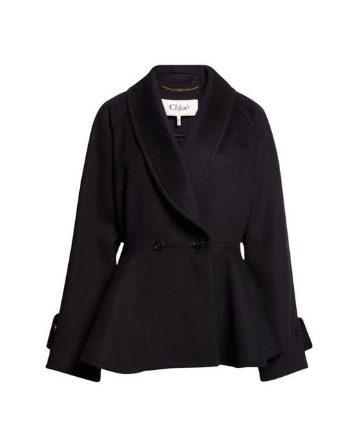 Chloé Black Double Breasted Wool Peplum Jacket