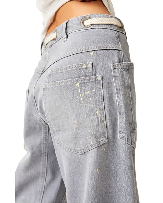 Free People Gray Moxie Paint Spatter Jeans