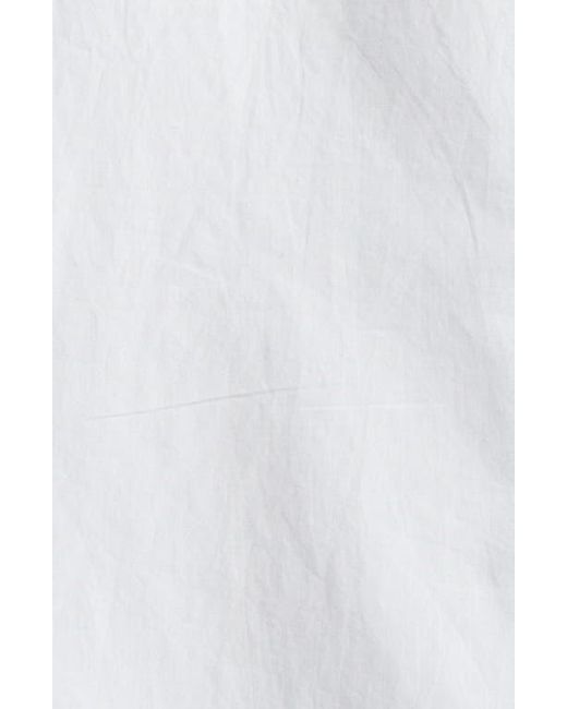 Ganni Blue Organic Cotton Poplin Ruffle Peter Pan Collar Button-Up Shirt