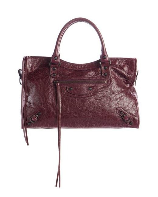 ショルダーバッグ・ポシェット Balenciaga Dark Brown Leather Medium Le City Handbag Balenciaga Medium Le City Leather Satchel in Purple | Lyst