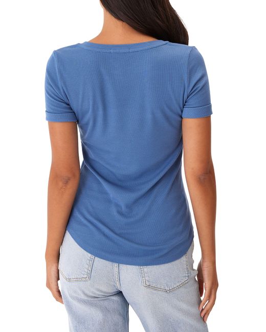 Threads For Thought Blue Akia Feather Rib Short Sleeve Henley