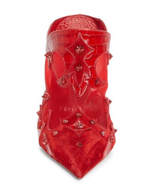 Christian Louboutin Red Mulatiag Studded Pointed Toe Mule