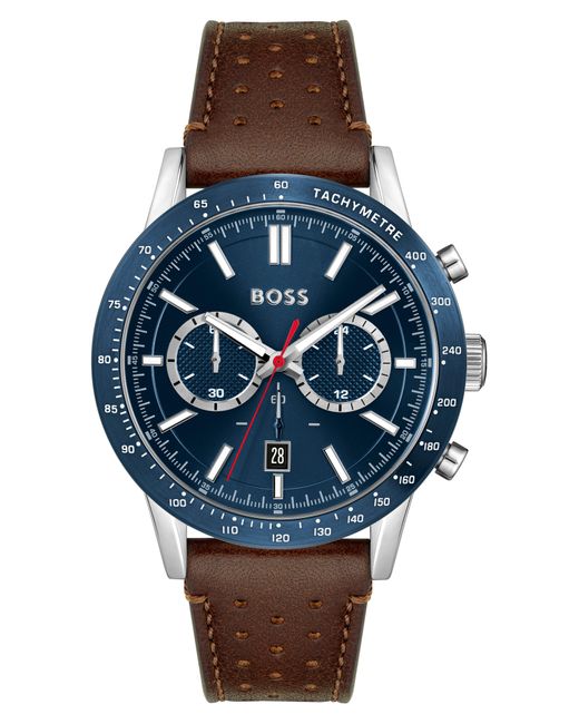 Boss Blue Allure Chronograph Leather Strap Watch for men