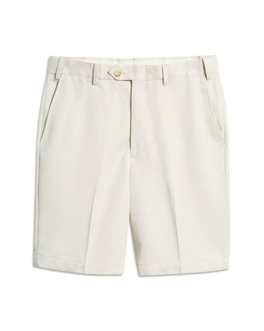 Berle White Microfiber Self Sizer Flat Front Shorts for men