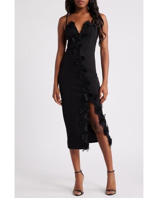Lulus 3D Floral Appliqu Stretch Cocktail Dress in Black | Lyst