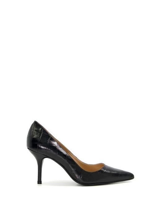 Dune Black Bold Croc Embossed Pointed Toe Pump