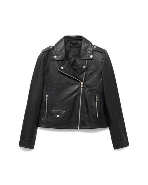 Mango Black Leather Biker Jacket