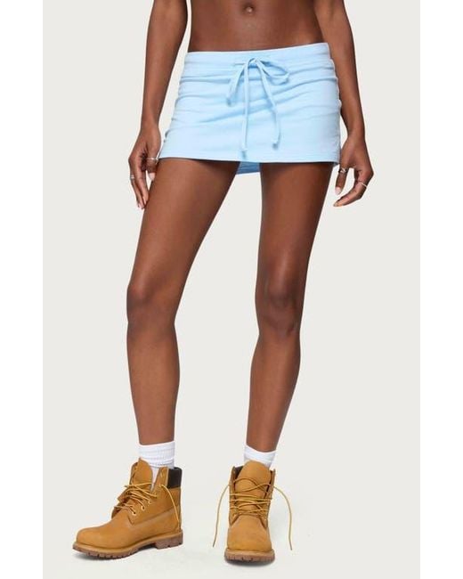 Edikted Blue Bayside Stretch Cotton Micro Skort