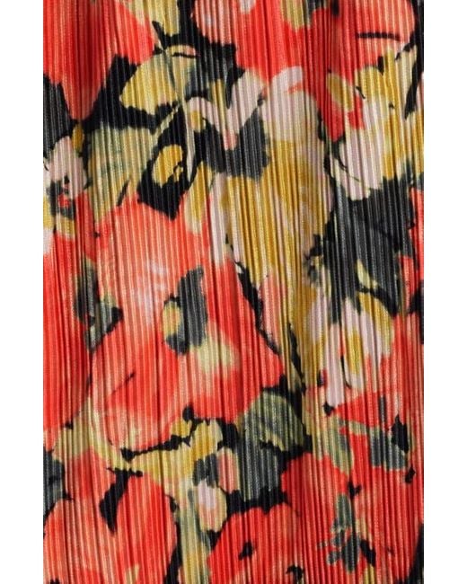 Chelsea28 Red Ruffle Plissé Maxi Sundress