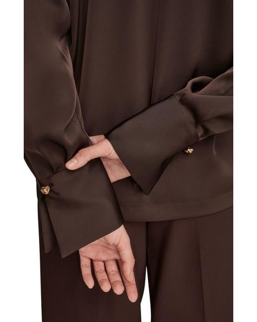 Donna Karan Brown Chain Detail Long Sleeve Top