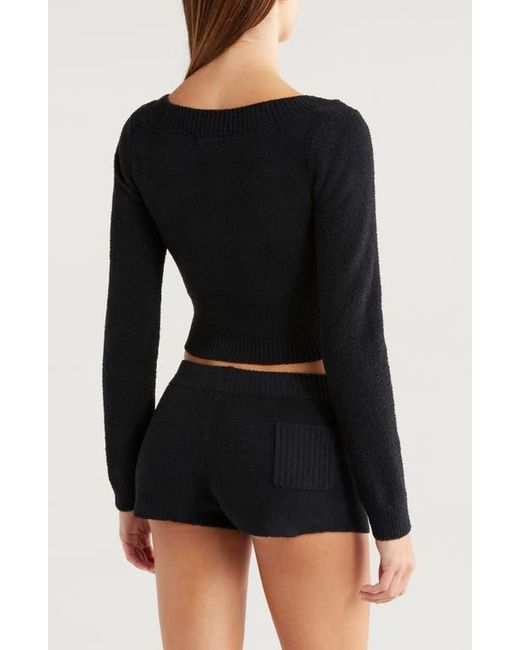 Florence By Mills Black Fuzzy Crop Sweater