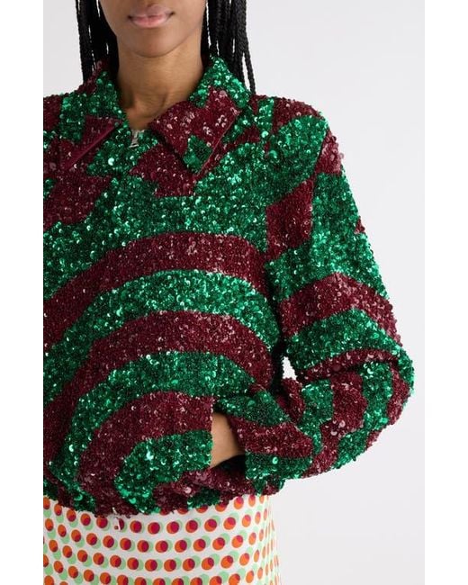 Dries Van Noten Red Abstract Sequin Jacket