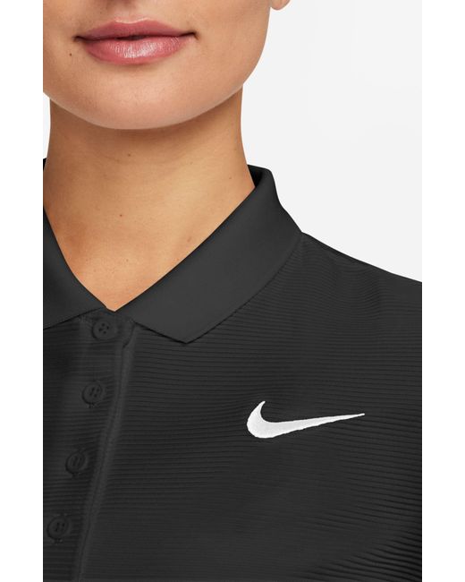 Nike Black Victory Dri-fit Ottoman Knit Golf Polo
