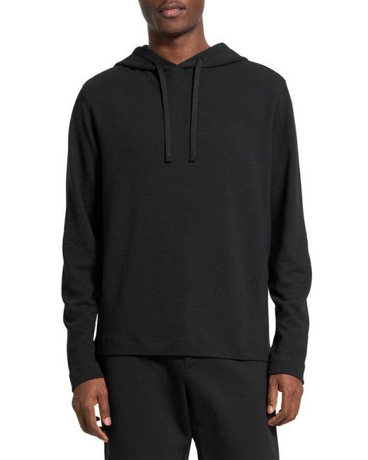 Theory Black Delroy Studio Textured Hoodie for men