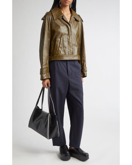 Marni Green Leather Crop Trench Coat