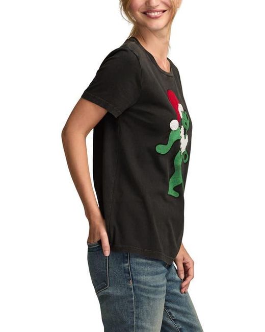 Lucky Brand Black Grateful Dead Santa Bear Cotton Graphic T-Shirt
