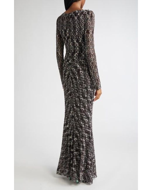 Missoni Gray Knit Metallic Lace Maxi Dress