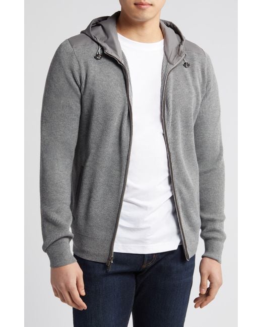 Peter Millar Gray Crown Crafted Holdridge Cotton & Wool Hooded Cardigan for men