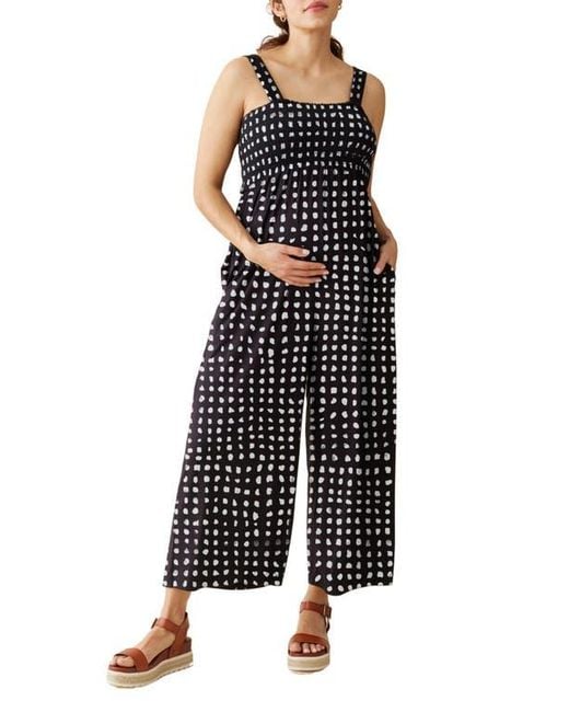 Ingrid Isabel Women's Black Smocked Bodice Wide Leg Maternity - Main Image