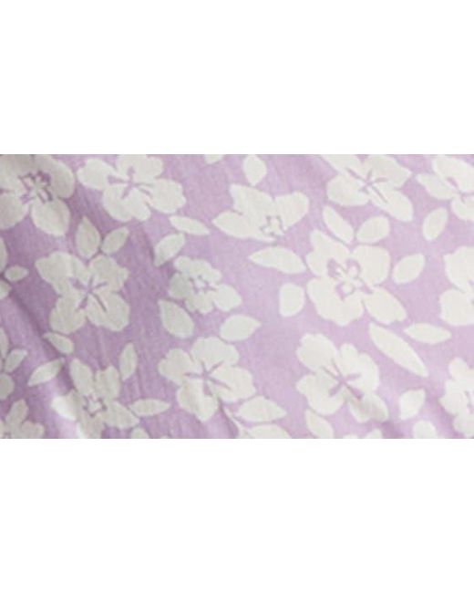 Billabong Purple Floral Puff Sleeve Top