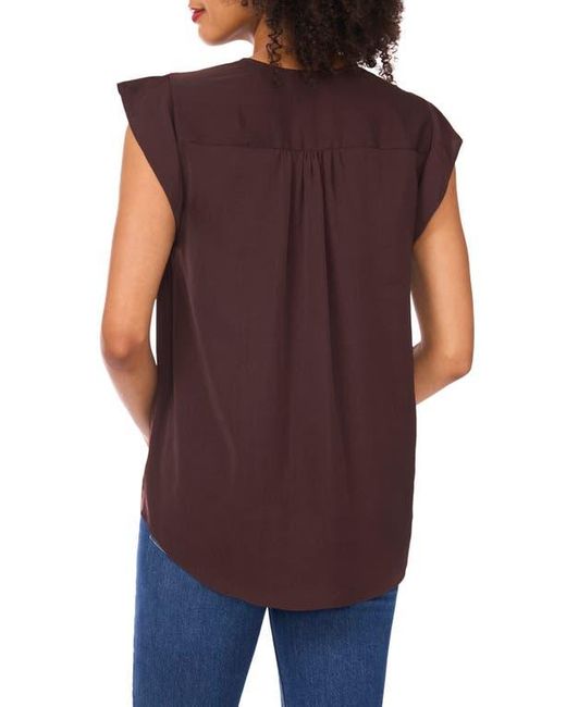 Vince Camuto Blue Ruffle Sleeve Satin Top