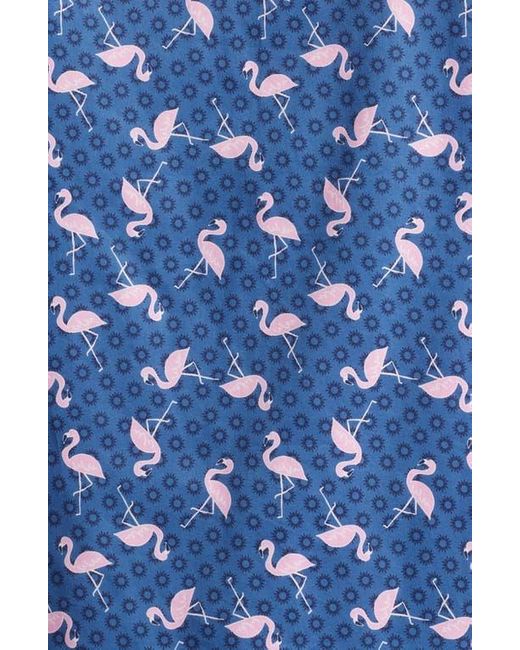 Johnston & Murphy Blue Flamingo Print Short Sleeve Button Up Shirt for men