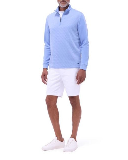 Bugatchi Blue Quilted Quarter Zip Performance Pullover for men
