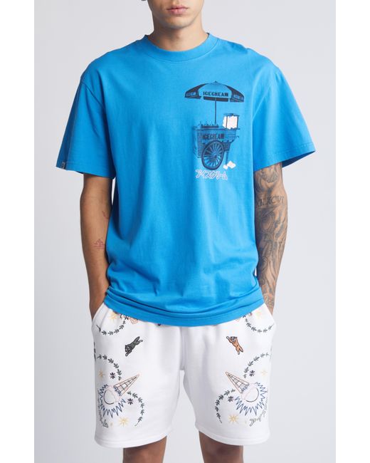 ICECREAM Blue Cart Oversize Cotton Graphic T-shirt for men