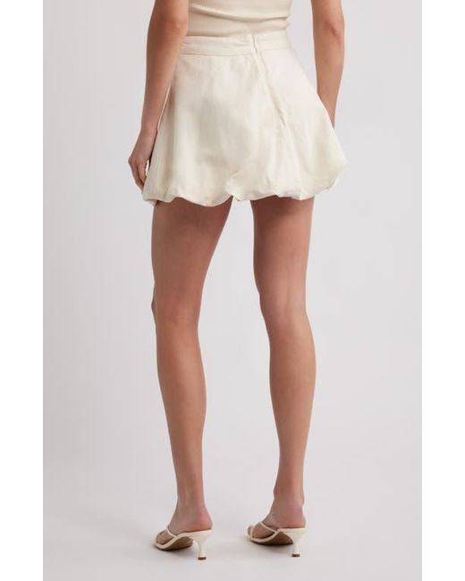 Mango White Lila Bubble Hem Denim Miniskirt
