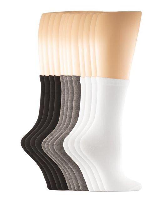 Felina Black Assorted 6-Pack Soft Crew Socks