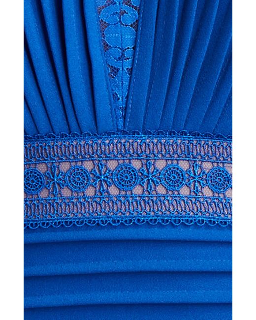 Tadashi Shoji Blue Lace Detail Long Sleeve Cocktail Dress