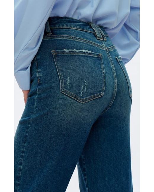 Bayeas Blue High Waist Straight Leg Jeans