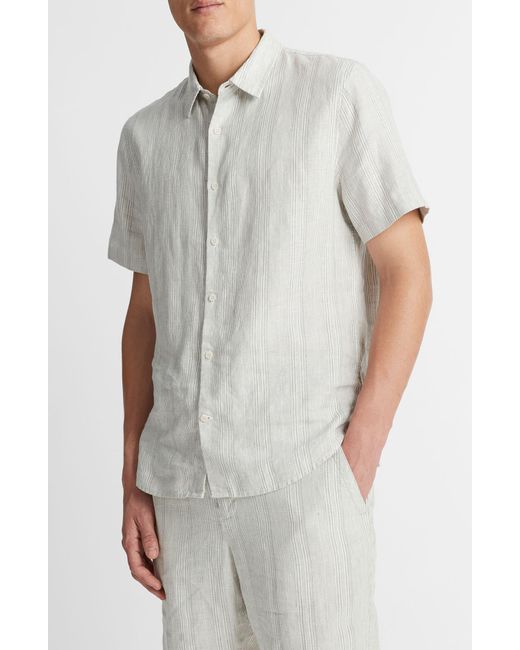 Vince White Shadow Stripe Short Sleeve Button-up Shirt for men