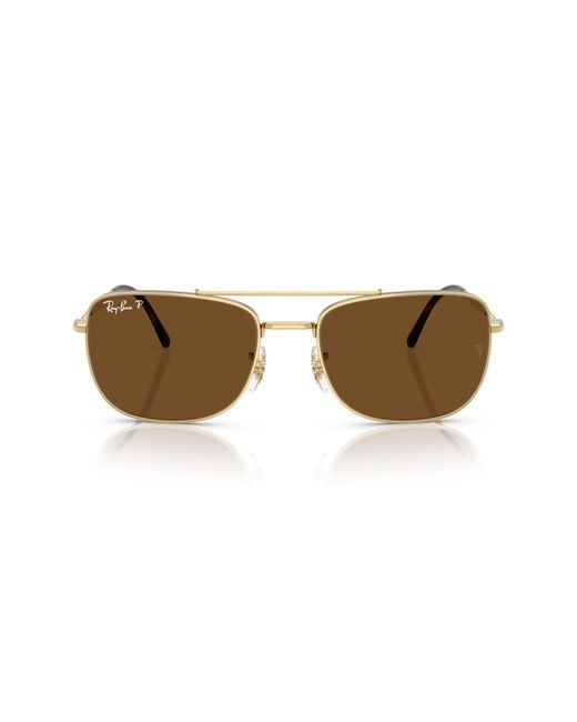 Ray-Ban Brown 62Mm Polarized Rectangular Sunglasses for men